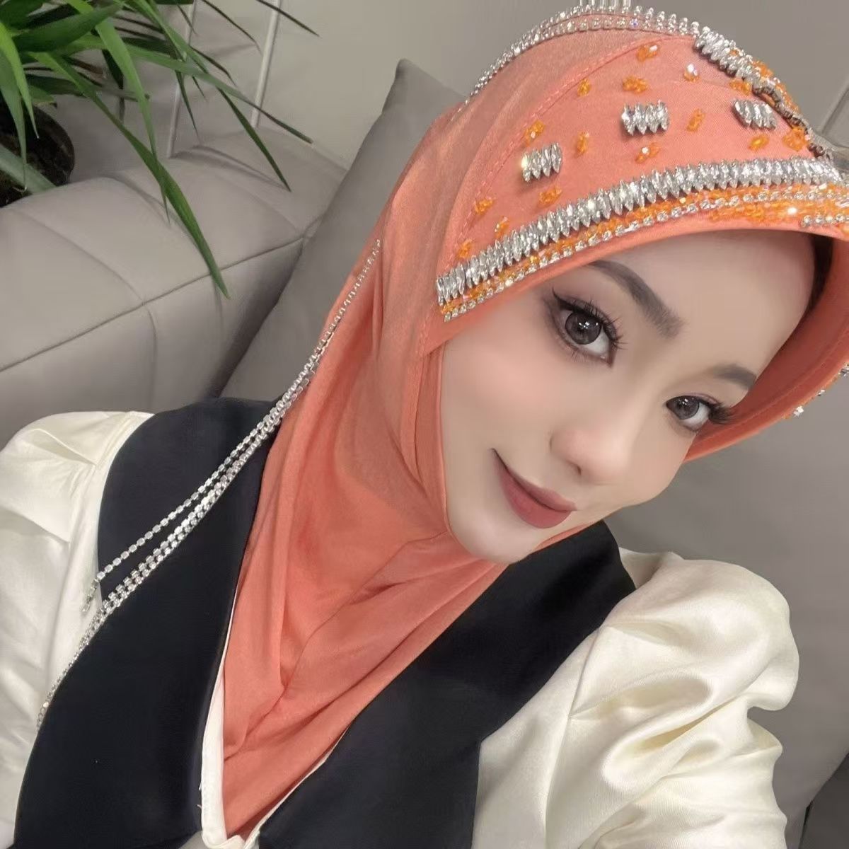 Ethnic And Fashion - Luxury Hat Hijab Pink Scarf with