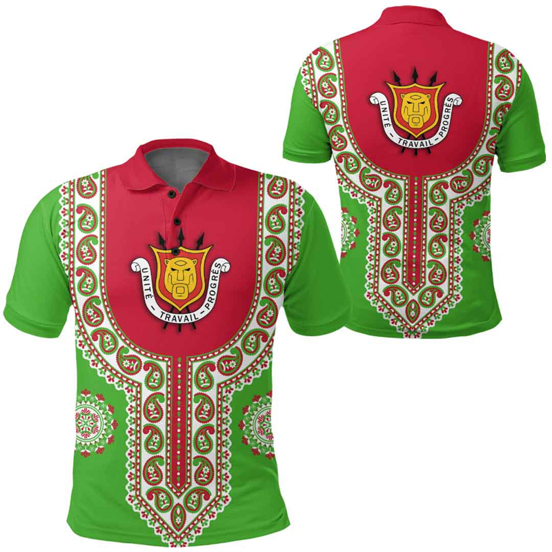 Dashiki Shirt Men - Burundi Flag Map 3D Print Polo