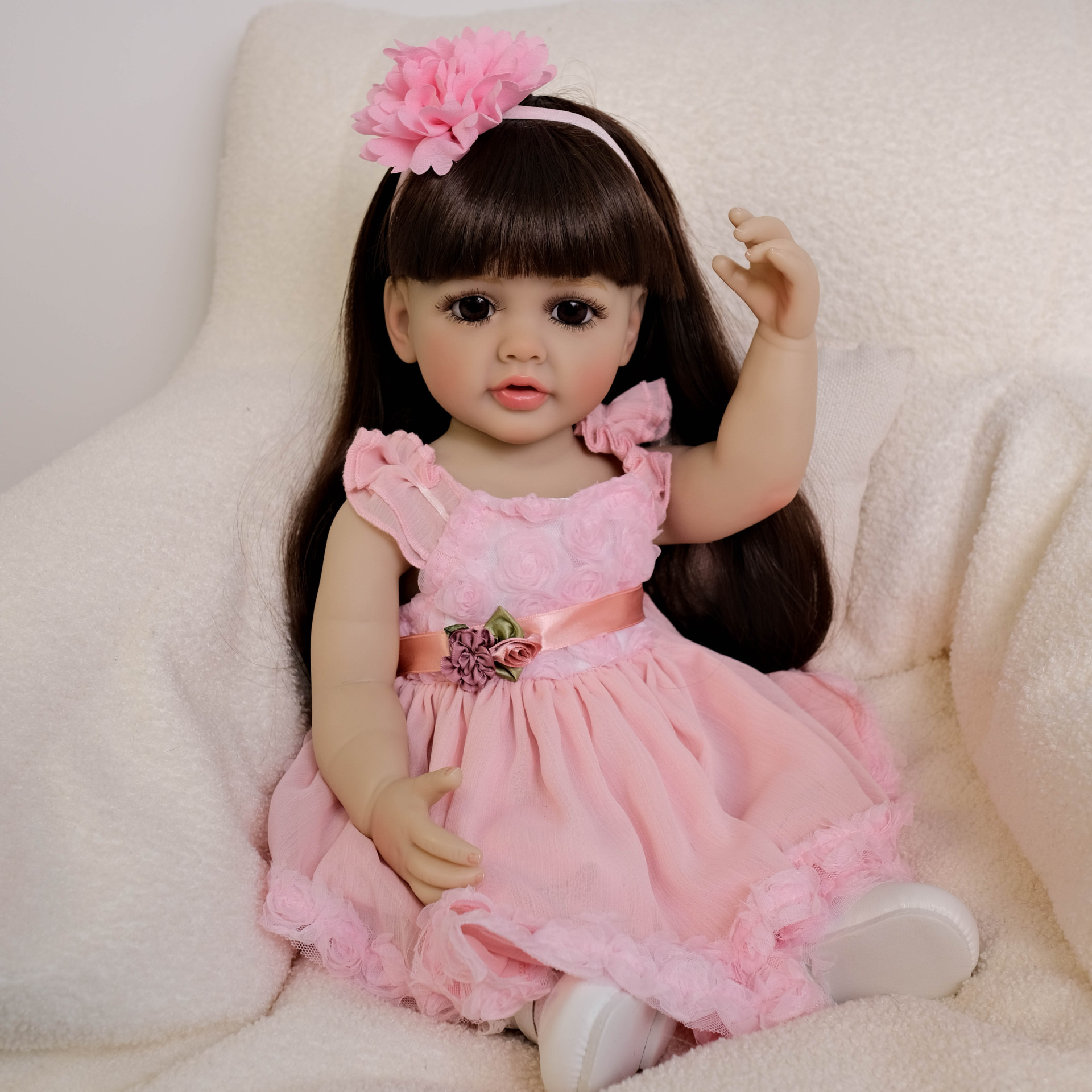 Cute 55 cm Long Hair Pink Girl - Ethnic Fashion Model avaliação e preço
