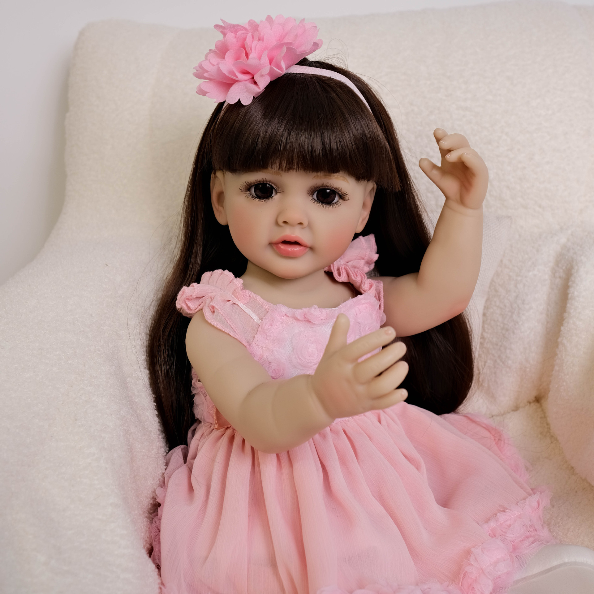 Cute 55 cm Long Hair Pink Girl - Ethnic Fashion Model avaliação e preço