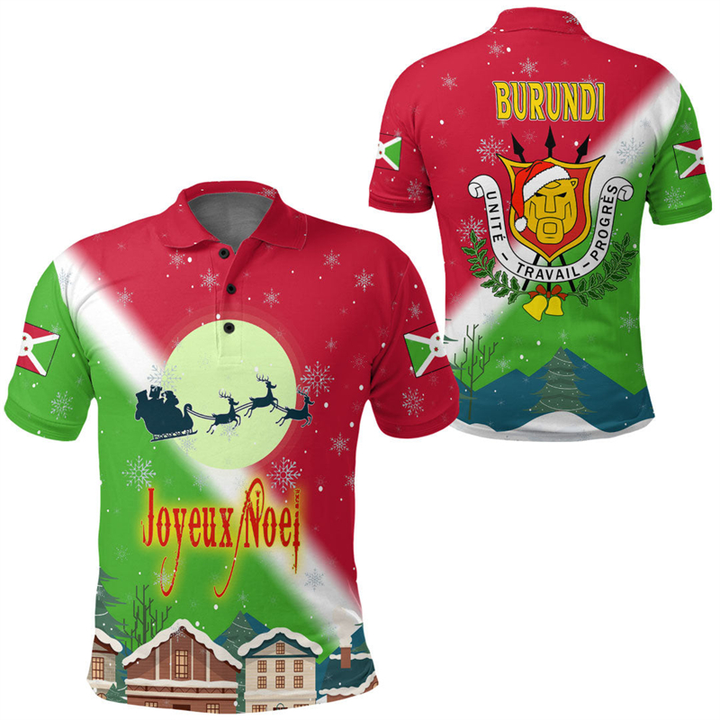 Burundi Flag Map 3D Print Polo - Dashiki Shirt Men avaliação e preço