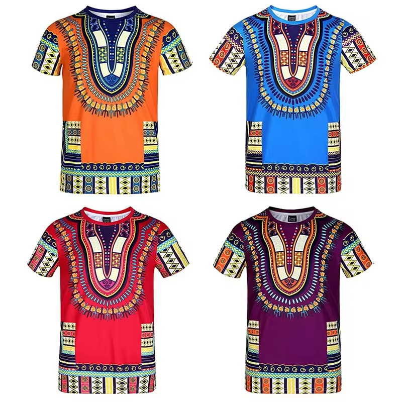 Summer Harajuku 3D Print Afric - Dashiki Shirt Men avaliação e preço