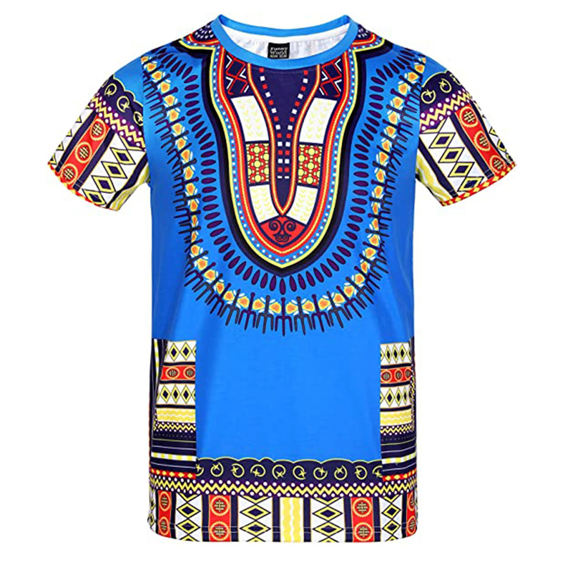 Summer Harajuku 3D Print Afric - Dashiki Shirt Men avaliação e preço