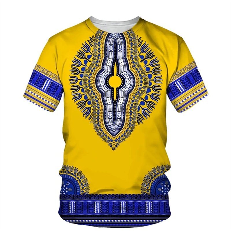 Summer Harajuku 3D Print Afric - Dashiki Shirt Men avaliação e preço