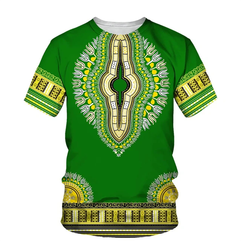 Summer Harajuku 3D Print Afric - Dashiki Shirt Men avaliação e preço
