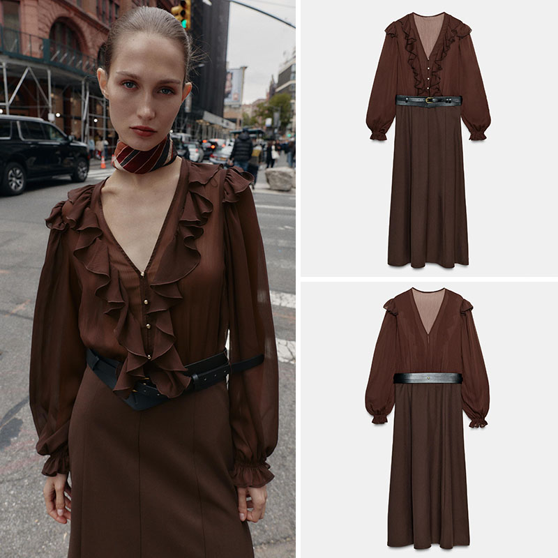Elegant V-Neck Long Sleeve Mid - Ethnic Fashion Wear avaliação e preço