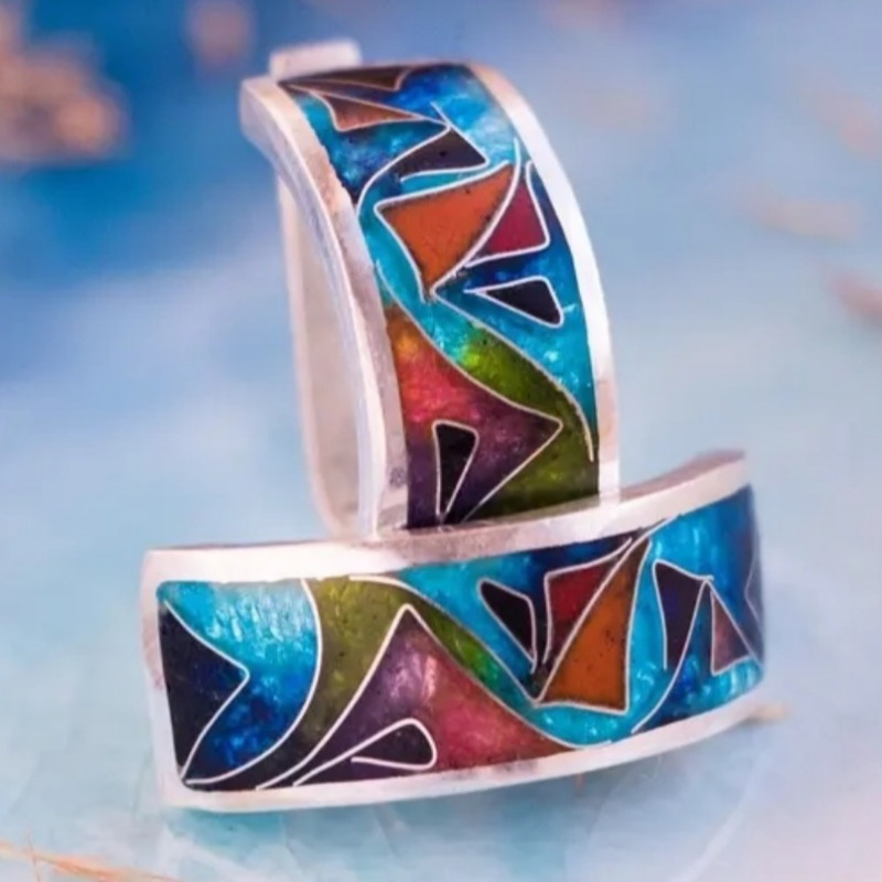 Ethnic Silver Color Enamel Hoo - Ethnic Fashion Wear avaliação e preço
