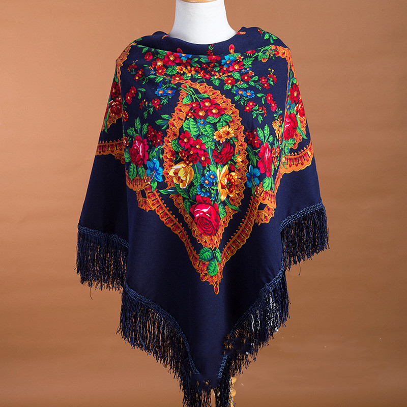 135*135cm Russian Scarf Ethnic - Winter Ethnic Fashion For Women avaliação e preço