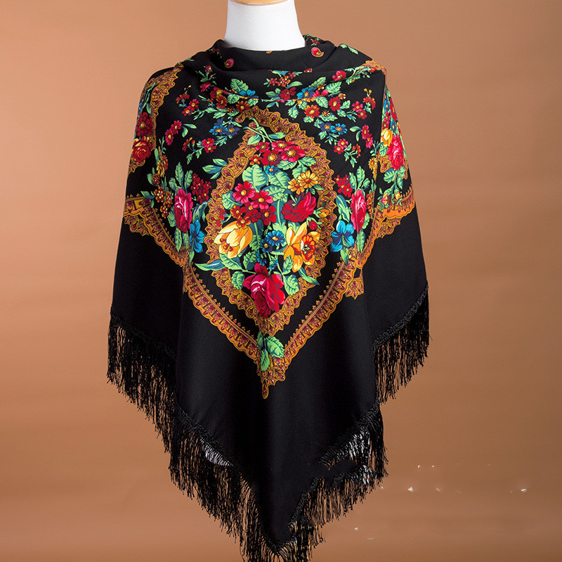 135*135cm Russian Scarf Ethnic - Winter Ethnic Fashion For Women avaliação e preço