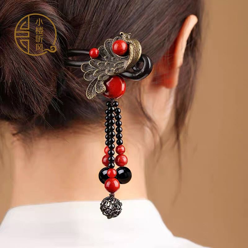 Ebony Wood Hairpin Tassel Step - Ethnic Contemporary Fashion avaliação e preço