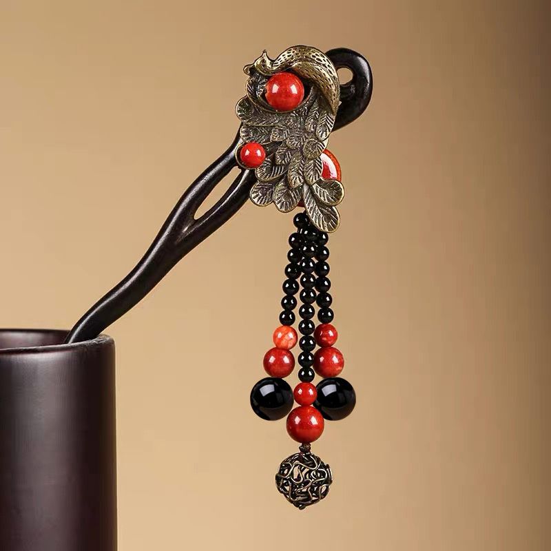 Ebony Wood Hairpin Tassel Step - Ethnic Contemporary Fashion avaliação e preço