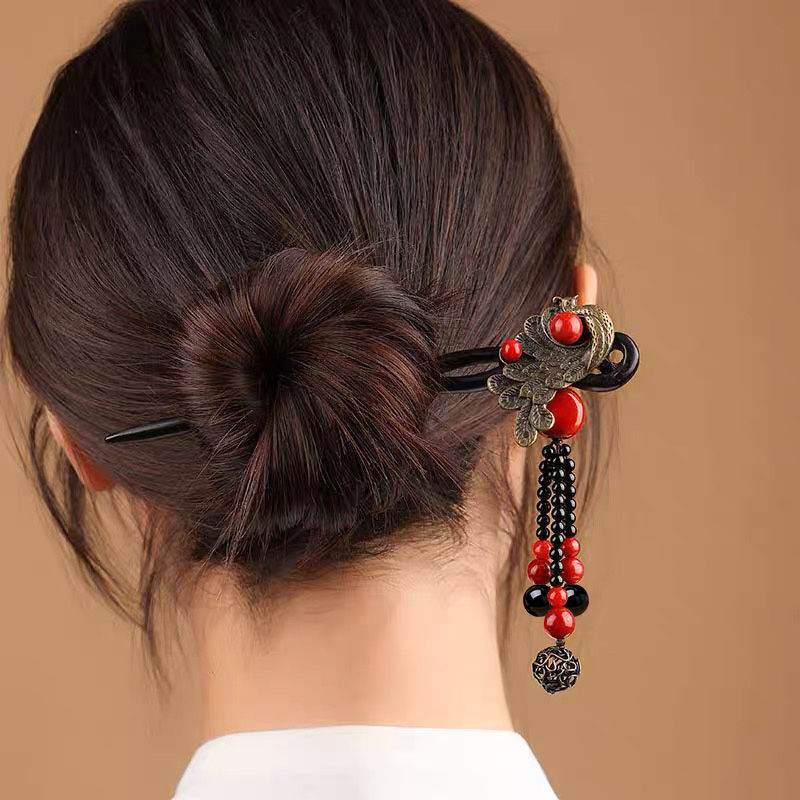 Ebony Wood Hairpin Tassel Step - Ethnic Contemporary Fashion avaliação e preço