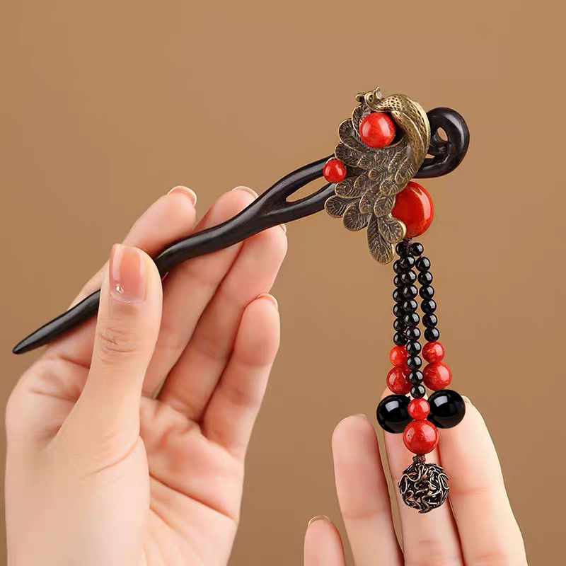 Ebony Wood Hairpin Tassel Step - Ethnic Contemporary Fashion avaliação e preço