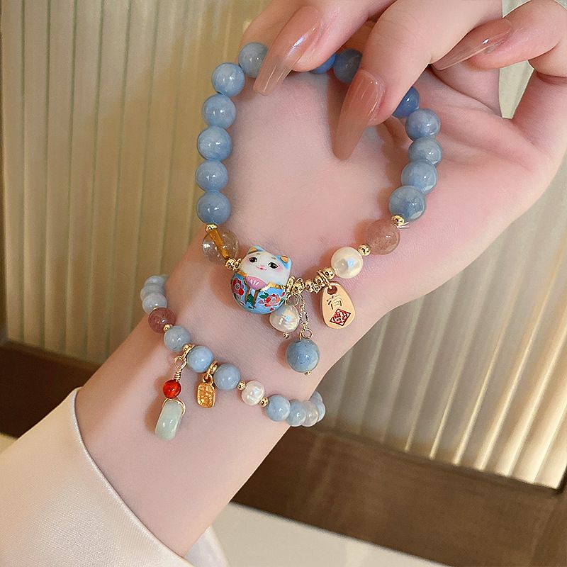 Lucky Cat Charm Blue Safety Lo - Ethnic Contemporary Fashion avaliação e preço