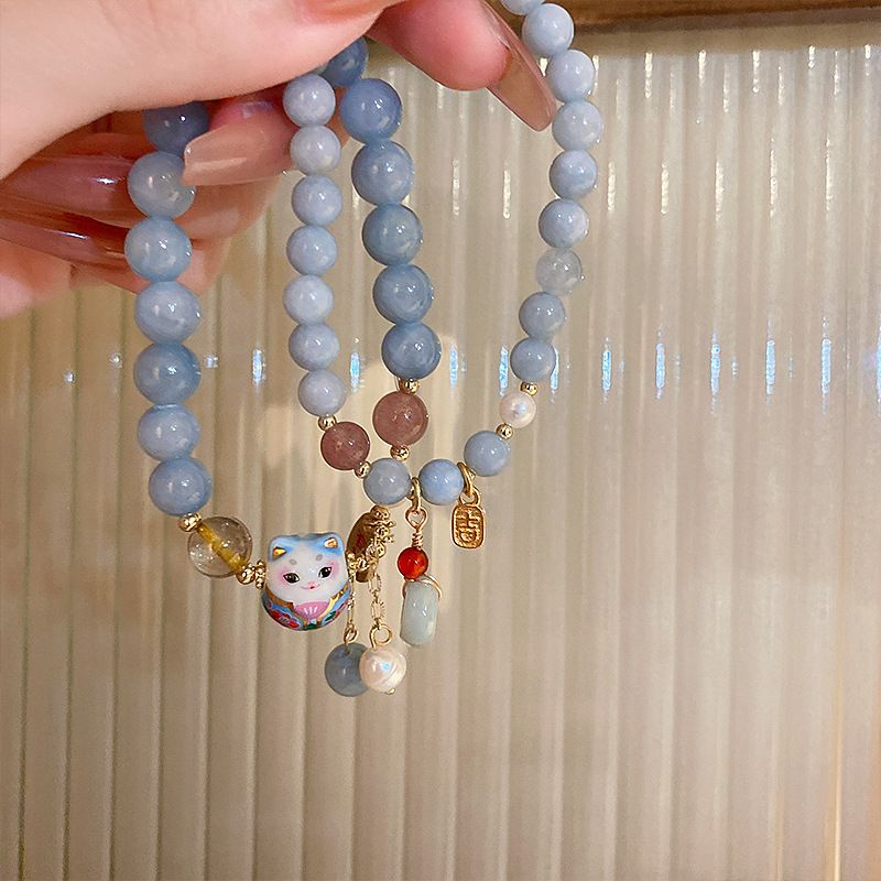Lucky Cat Charm Blue Safety Lo - Ethnic Contemporary Fashion avaliação e preço