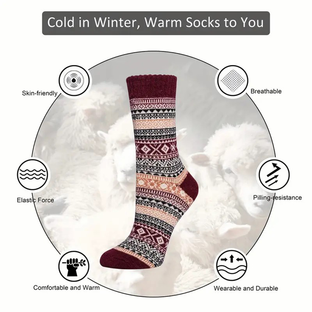 5 Pairs Autumn Winter Thick Wa - Winter Ethnic Fashion For Women avaliação e preço